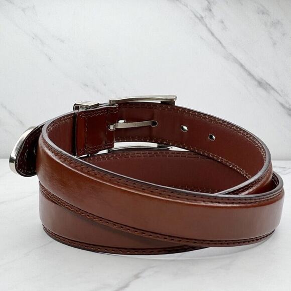 Brown Distressed Genuine Leather Belt Size 38 Mens - Picture 4 of 12